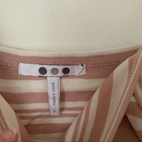 Three Dots Tank Top Size Small pink white striped tank top - Picture 2 of 3